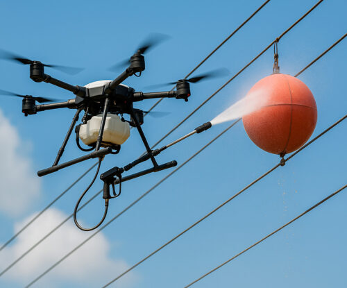 LIMPDRONE DRONE LIMPANDO BOLAS DE LINHA DE TRANSMISSÃO