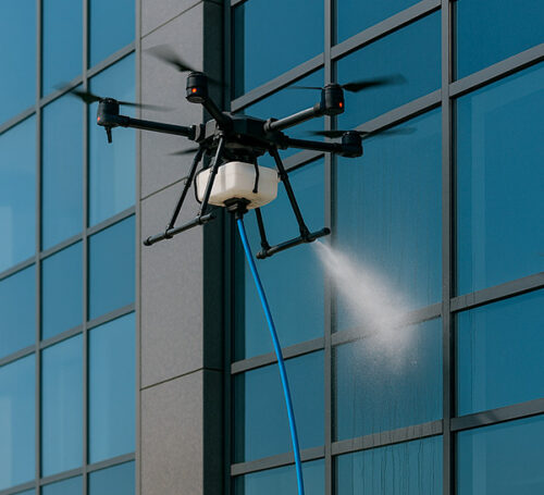 LIMPDRONE DRONE LIMPANDO FACHADA DE PRÉDIO